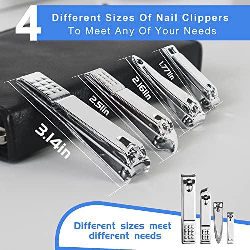 Manicure Set 30 in 1 Nail Clipper Set,RedFlow Nail Clippers,Fingernail & Toenail Clippers,Manicure Tools,Pedicure Tools,Suitable for Travel Manicure Kit,Nail Set Kit with Everything Profe (Black) - Thumbnail 4