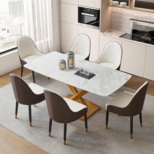 Image of Dream Furnishing - Set of 4 Dinning Chairs Elegant & Luxury Looks Strong Metal Frame Legs for Home Cafe Office Hotel (Black-White)