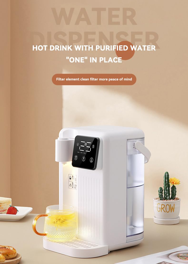 Distributore Istantaneo di Acqua Calda, Distributore Istantaneo di Acqua Calda da Tavolo da 2000 W con Touch Screen, 12 Temperature e 3 Impostazioni di Volume, Filtro dell'Acqua da Piano di Lavoro