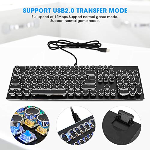 Tastiera meccanica 104 tasti, tastiera da gioco USB cablata retroilluminazione a colori RGB, tastiera meccanica con copritasti punk, tastiera cablata USB con funzione di retroilluminazione dei tasti p