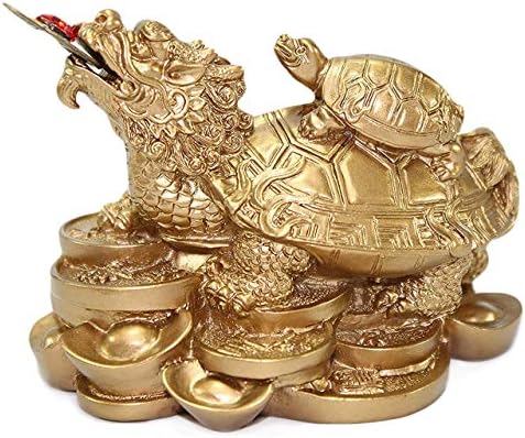 We pay your sales tax Feng Shui Gold Dragon Turtle Wealth Protection Statue Figurine Housewarming Congratulatory Paperweights Gift Home Decor