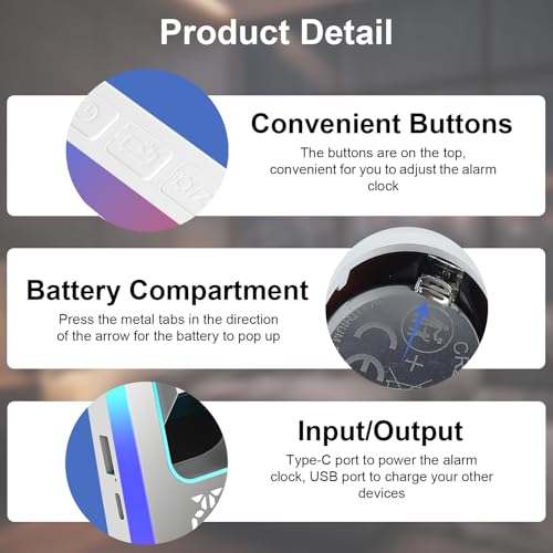 Cuteefun Projektionswecker, Digitalwecker mit Großer 7 LED Anzeige, 8 Modi RGB Nachtlicht, 180° Projektor, 2 Weckzeiten, Dual USB Anschluss, Temperatur und Luftfeuchtigkeit, Dimmer, Snooze, Weiß