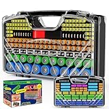 Battery Organizer Storage Holder Box Case with Tester, New Ultra-Large 285+Batteries Double-Sided Variety Pack, Holds AA AAA 4A C D 9V 3V Button Cell Lithium18650 CR2 CR123 CR1632 LR44 - Black
