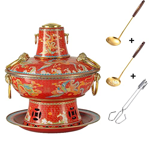 Olla caliente de cobre para carbón estilo antiguo, rojo