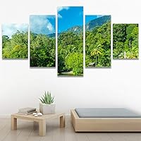 SIGNWIN 5 Panel Canvas Wall Art Modern Art Dramatic Forest Multicolor Photography Romantics Scenic for Home Decorations Ready to Hang - 60