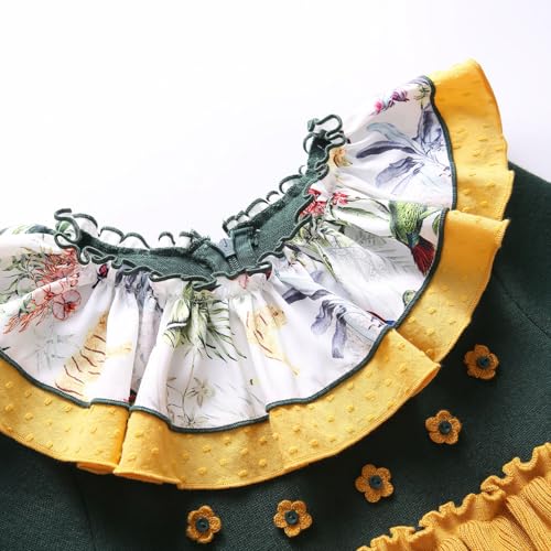 Pettigirl Girls Elegant Winter Flower Ruffle Clothing Kids Toddler Floral Casual Dresses Size 2 3 4 5 6 7 8 9 10 11 123