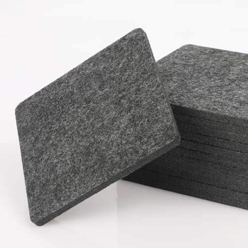 SOSMAR 12 Stück Eckig 10 x 10cm Glasuntersetzer Tassenuntersetzer - 5mm Dicke Filzuntersetzer Filzunterlage Tischschoner Untersetzer Filz für Tassen, Gläser und Getränke (Anthrazit)