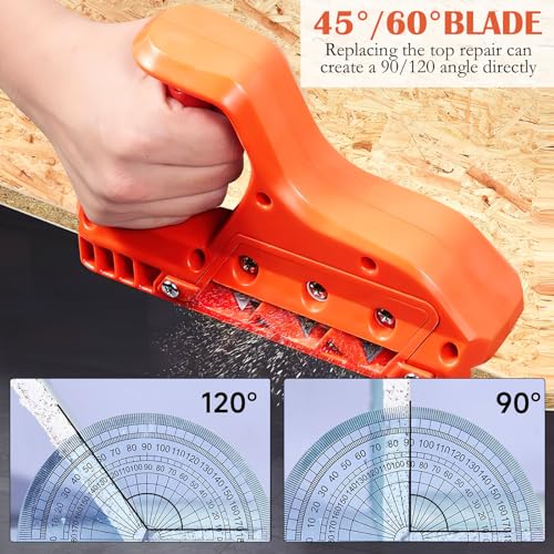 Gipskartonplatten Schnellschneider, Gipskarton Hobel mit 45° und 60° Klingensatz, Kantenhobel für Gipskarton, Handhobel zum Schneiden von Gipskartonplatten Rigips Hobel mit 10 Klingen Ersatz