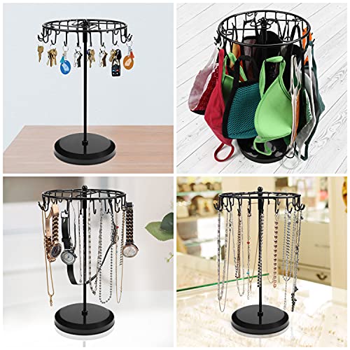 Belle Vous Zwart Metalen Roterende Sieraden Houder Display Standaard (23 Haken) – H34,8 x B20,5 cm – Hang Organizer Toren Rek – Opslag Voor Kettingen & Armbanden, Ringen & Oorbellen