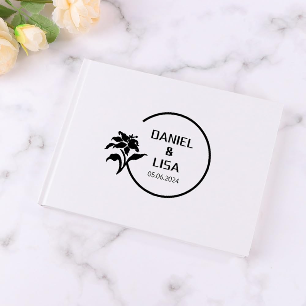 Libro degli ospiti personalizzato per matrimonio con nome e data personalizzati, elegante e semplice, ricordo per addio al nubilato, ricevimento di nozze, libro firmato per gli ospiti