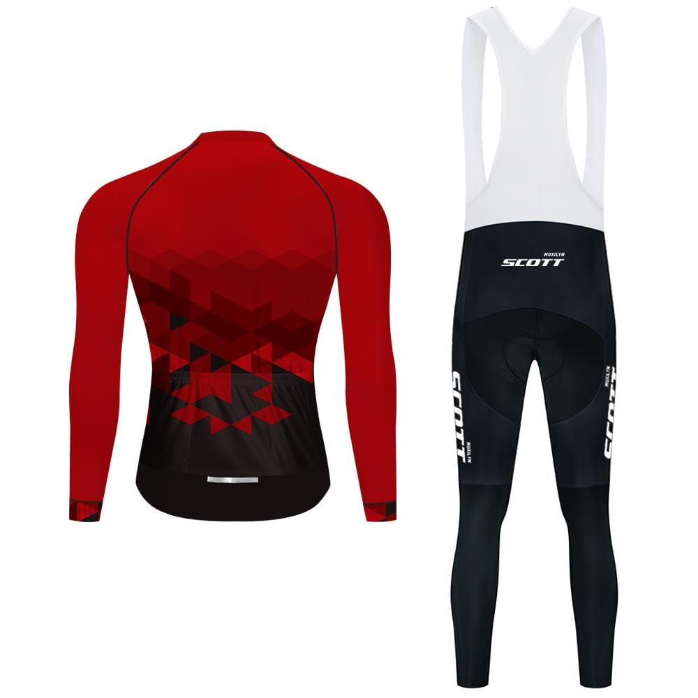 Moxilyn Herren Radsport Herbst Complet Fahrradbekleidung Set Langarm Radsport Anzug für MTB Fahrrad Hose mit 20D Polsterung Atmungsaktiv