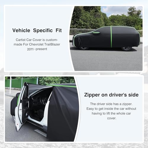 Image of 420D Car Cover for Chevy Trailblazer 2011-2024 2025 2026 All Weather SUV Car Cover for Trailblazer Accessories Outdoor Waterproof UV Protection with Zipper & Reflective Safety Strips