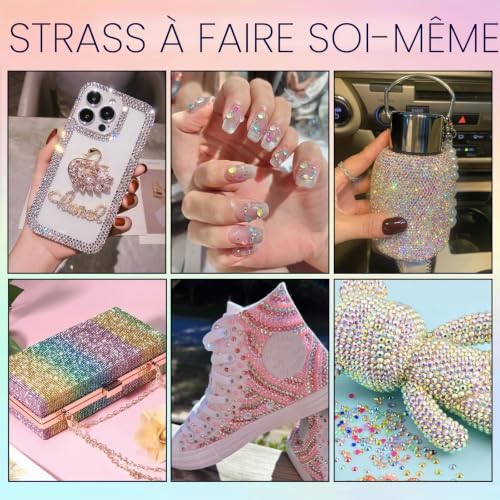 Quixotical 32000 Strass Ongles Nail Art 3mm, 40 Couleurs Boite de Strass Nail Art avec Pince & Stylo Applicateur, Rhinestone Strass à Coller DIY, Décoration Ongles – Sans Colle – vue 4