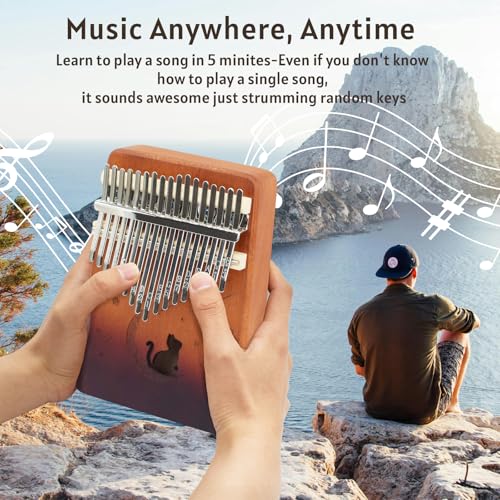 Image of 17 Key Kalimba Thumb Piano, Mbira Instrument,Musical Gift for Kids & Adults