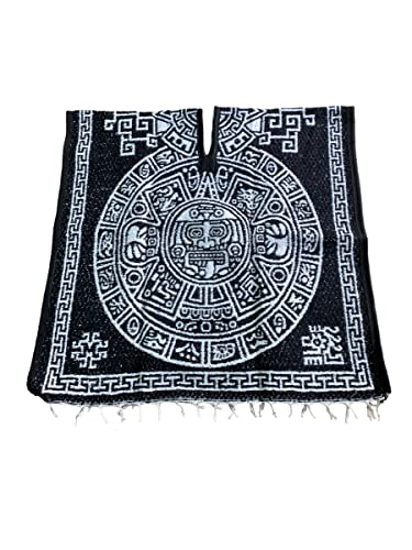 EMISA BLACK AND WHITE, KIDS CALENDARIO PONCHO, KIDS SIZE, 6-12, KIDS GABAN, PONCHO AZTECA, WARM, SOFT INSIDE, 1ST QUALITY2