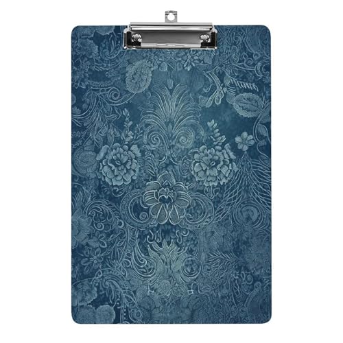Porte-bloc acrylique A4 bleu floral 31,8x21,6 cm pour bureau