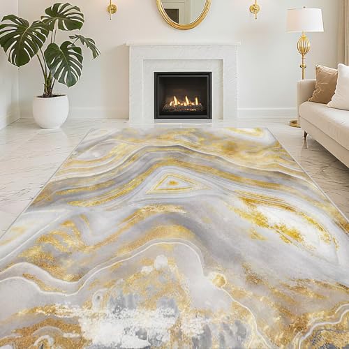 RUGMRZ Alfombras Salon Pelo Corto 140X200cm,Antideslizantes,Lavable Arte Abstracto Grispara Dormitorio,Comedor,Cocina