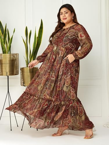 Image of Miss Chase A+ Women's V-Neck Three-Quarter Sleeve Floral Wrap Chiffon Midi Dress