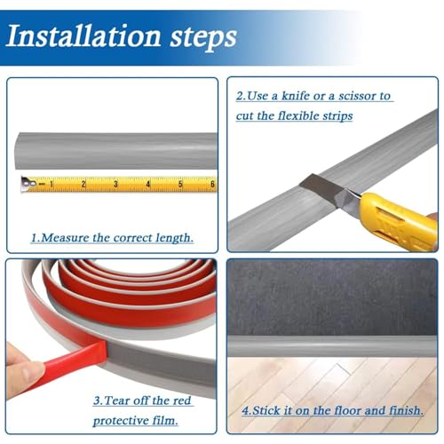 Tira de transición de PVC para Suelos - Rampa para Puerta de 2 m para Laminado y Vinilo, Cubierta de umbral para Alturas Inferiores a 5 mm, Divisor para una transición Suave del Suelo