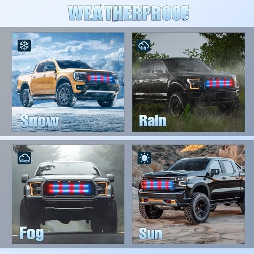 Image of Nilight 2PCS 24 inch Truck Grille Strobe Lights Strip 384 LED Emergency Light Red Blue Flexible Side Flashing Warning Caution Safety Waterproof Lighting Kit for Trucks Tow Plow Construction Vehicles