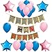 Gender Reveal Party Supplies and Decorations,Wheels or Heels Theme Burlap Banner for Boy or Girl,Pink or Blue,Baby Shower Ideas, Pregnancy Photo Prop