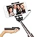 Selfie Stick Portable Extendable Monopod - Luxsure Universal Wired Handheld Portrait Taker for iPhone 8/7/7+/6s/6/6 Plus, Samsung Galaxy S7/S6/Edge, Batteries FREE, No APP, No Pairing (Black)