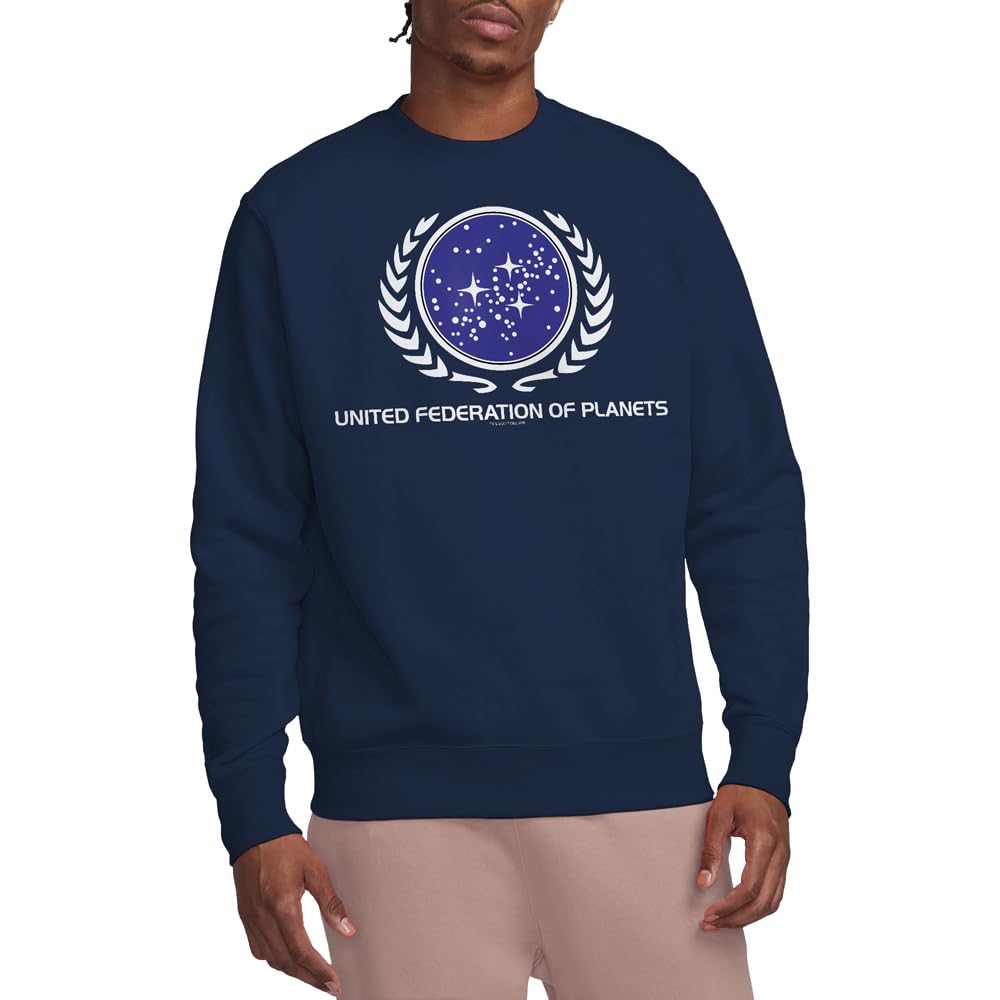Star Trek United Federation Logo Crew Sweatshirt, Navy, Medium
