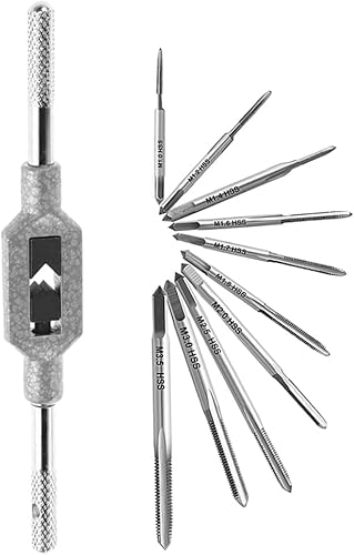 Juego de grifos de rosca métrica, 11 piezas, kit de roscas métricas HSS, llave de rosca ajustable para relojes y relojes, 11 uds
