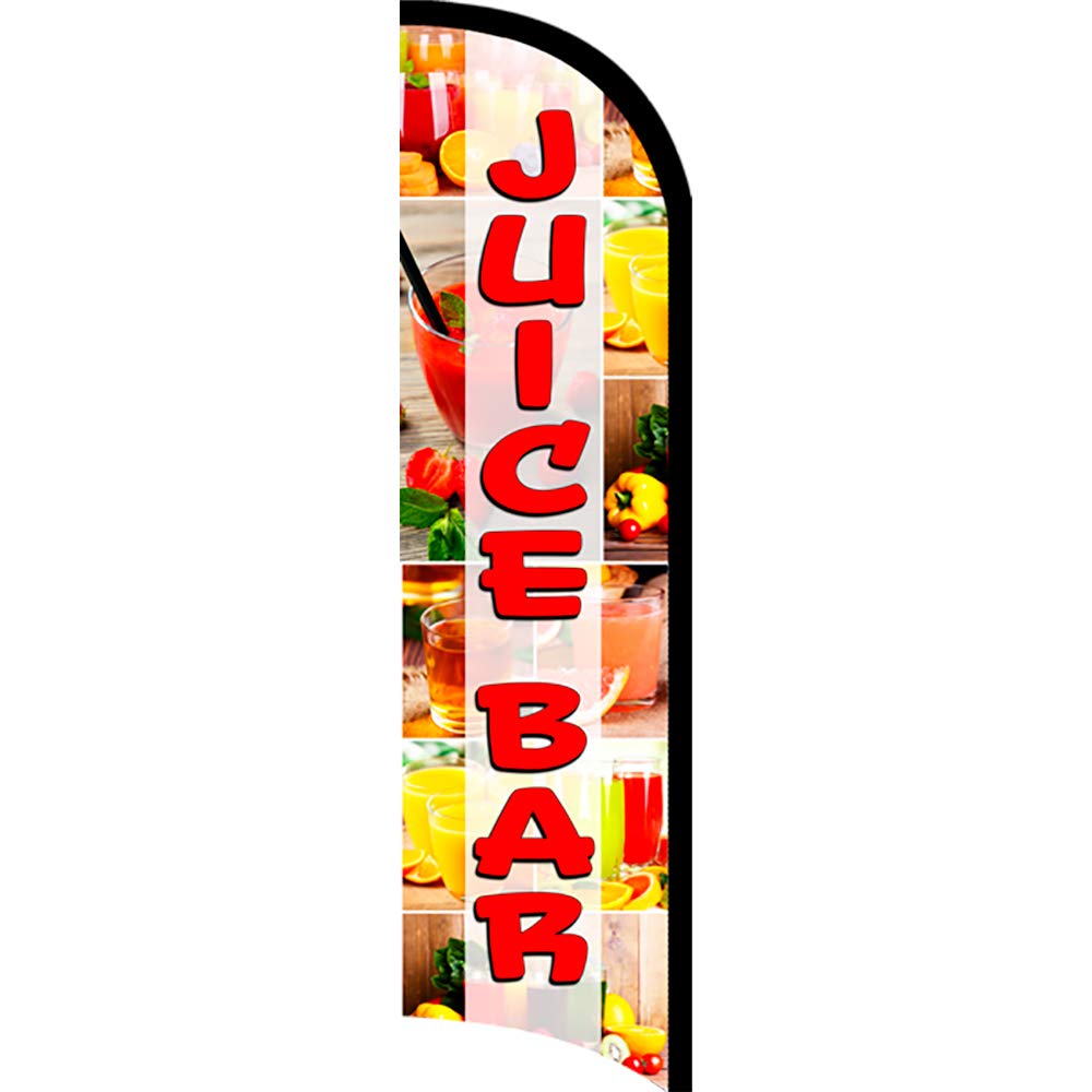 Vista Products Juice Bar Premium Windless Feather Banner Flag Kit (Flag, Pole, & Ground Mt)