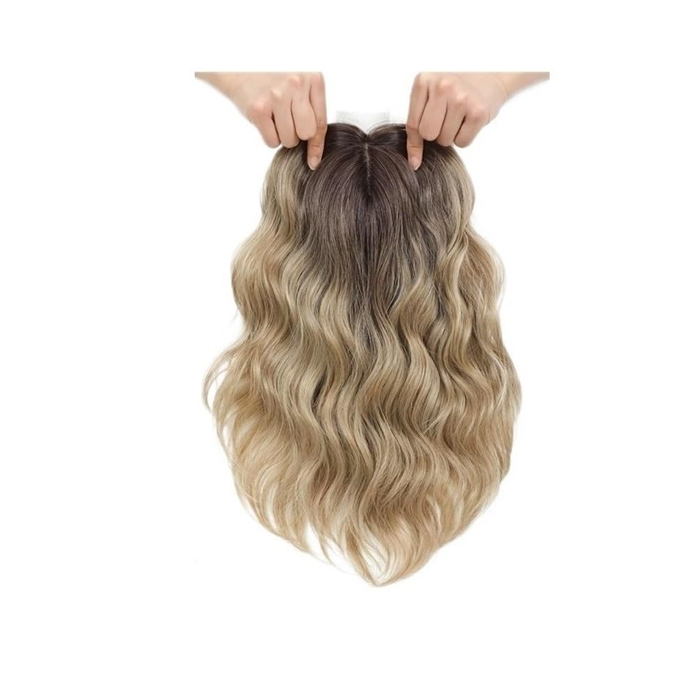 Short Hair Piece with Waves for Women, 30 cm (12 Inches) Length, Natural Looking, Volume Wig for More Fullness (Ombre Ash Blonde)