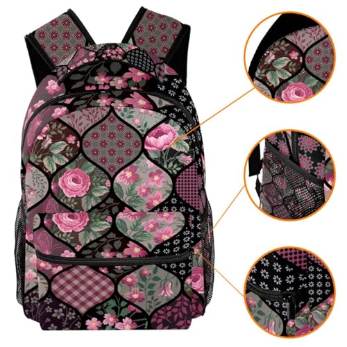 Sac à dos d'école fleur multicolore ado et voyage décontracté - 3