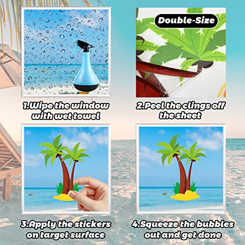Image of 134PCS Summer Window Clings,Reusable Double-Sided Spring Summer Window Stickers,Reusable Static Beach Clings,Vibrant Seasonal Window Decals for Tropical Home Decor (9 Sheets)