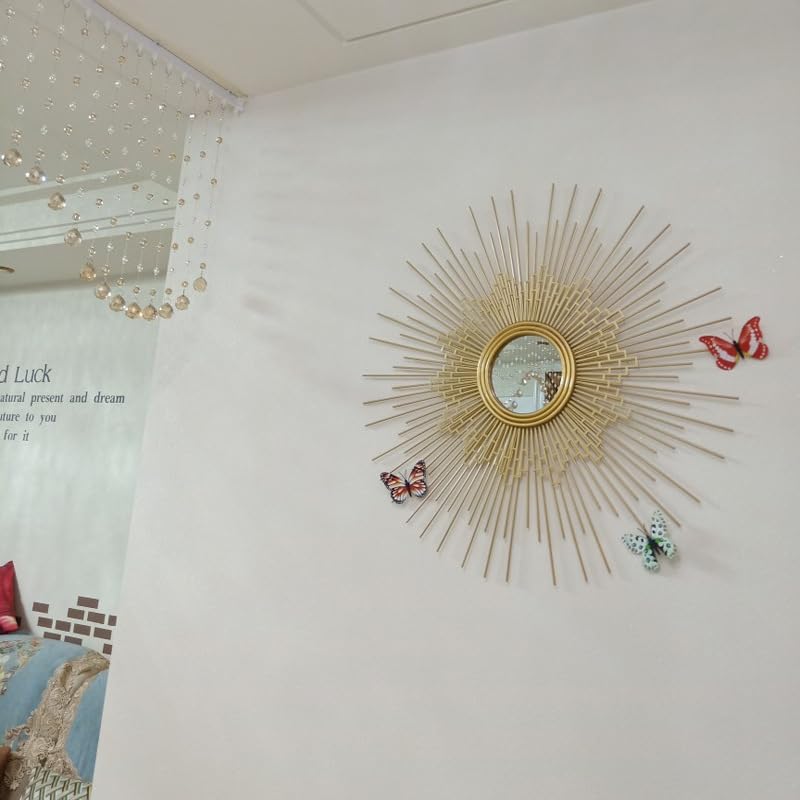 3D runder Sonnen-Wandspiegel – dekorativer Wandakzent für Heimdekoration und Geschenke für Frauen und Mütter, stilvolles und einzigartiges Design für Wohnzimmer und Schlafzimmer
