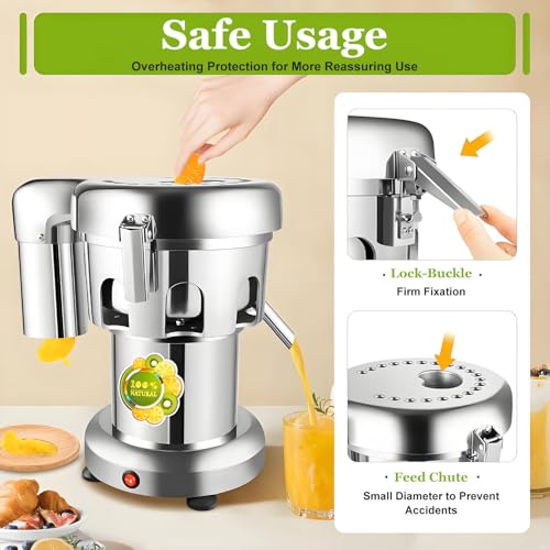 Extracteur de jus Professionnel, centrifugeuse en Acier Inoxydable 370 W pour Fruits et légumes, qualité Industrielle. – Image 6