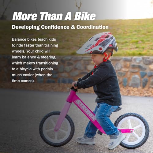 Image of Strider 12 Comp Bike- No Pedal Balance Bicycle for Kids 1 to 3 Years -Easy Assembly, Tool-Free Adjustments