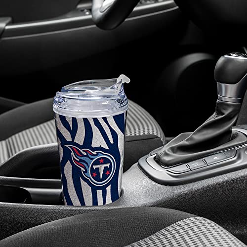 Image of Rico Industries NFL Football Glitter 24oz Acrylic Glitter Tumbler with Hinged Lid, Officially Licensed Double Wall Tumbler with Straw
