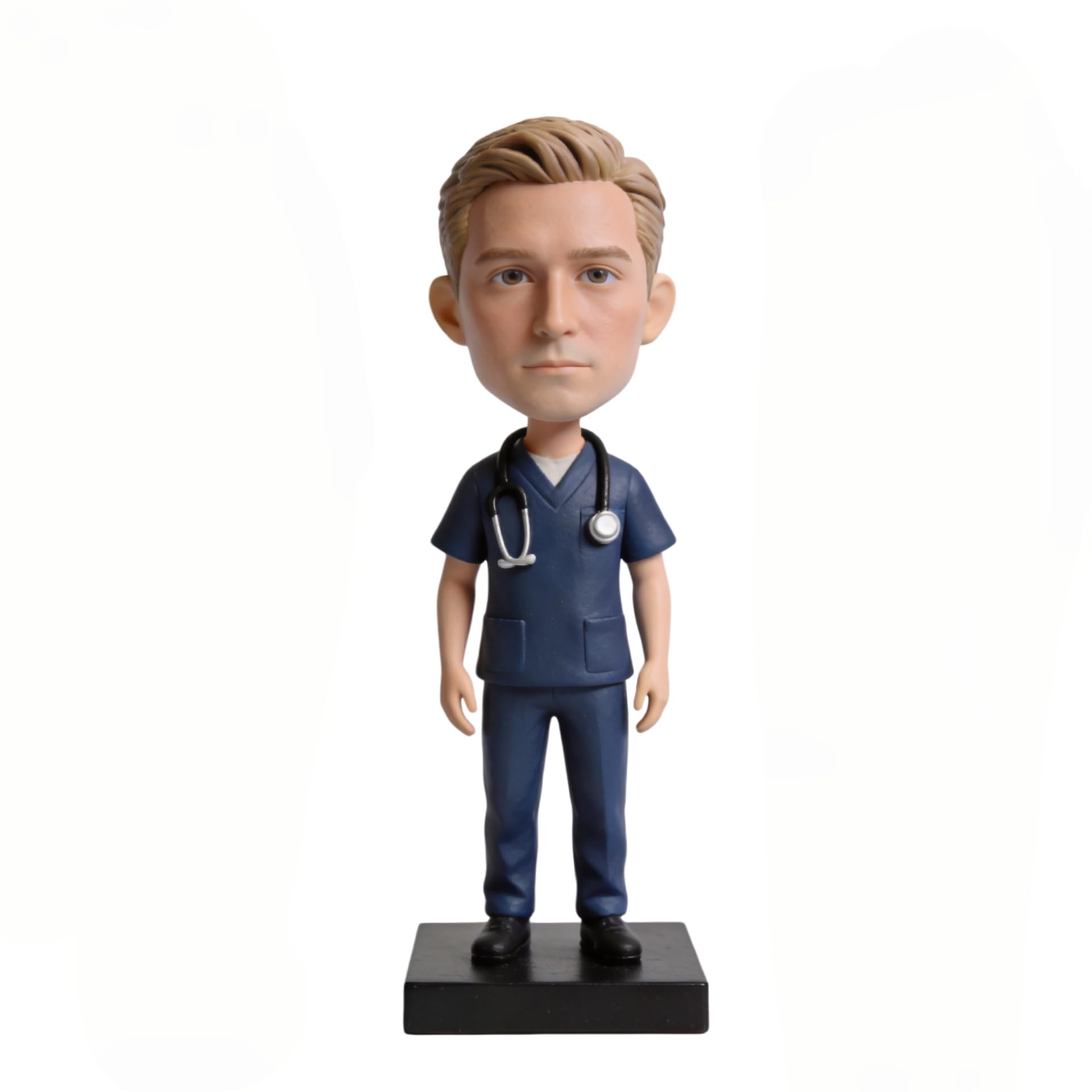 Figura 3D personalizada Bobblehead de foto Bobbleheads médico masculino con estetoscopio, estatua de resina, regalos para médicos, enfermeras, cumpleaños, decoración de escritorio de oficina