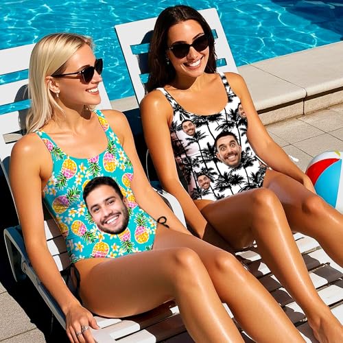 Custom Face Swimsuits for Women, Personalized Photo Bathing Suit Gift for Girlfriend Wife Customized Funny Face Swimwear4