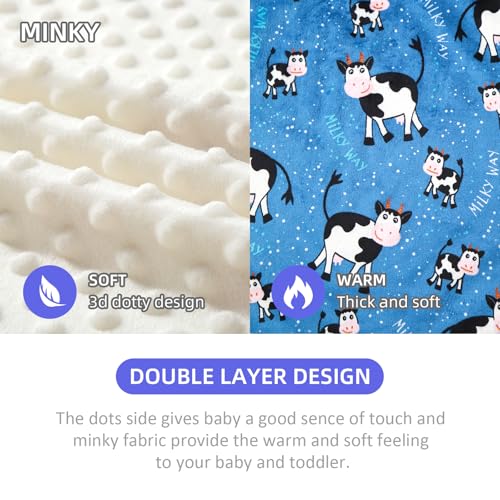 Image of Baby Nursery Bed Blankets Ultra Soft Double Layer Mini Blanket Minky Blanket Receiving Blankets Shower Gifts(Cow,30 * 47in)