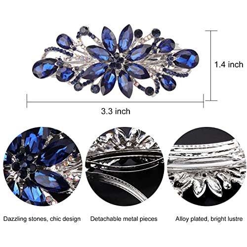 Wecoe Blue Rhinestone Hair Clip Hair Barrettes For Women Thin Hair Thick Hair Fancy Crystal Diamond Flower Hair Clips Hair Pins Wedding Hair Jewelry Hair Accessories Gifts For Women Girls #TOP3