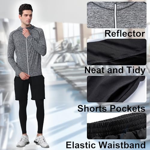 DMVOD Conjunto masculino de compressão de secagem rápida, 5 peças, acessórios, roupas e equipamentos