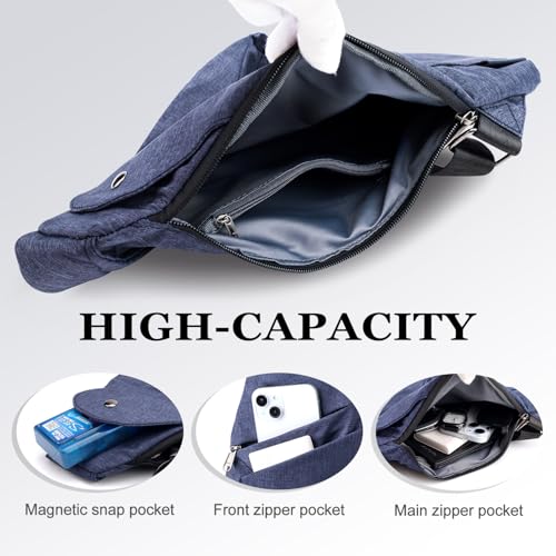 Image of Slim Anti Theft Sling Bag Small Travel Pack Pickpocket Proof Crossbody Bag | Anti Theft(RFID Blocking & Zipper Lockable)Flat Anti Pickpocket Bag Travel Pouch Passport Bag Secure Shoulder for Men Women