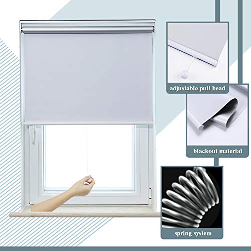 image for Allesin Cordless Roller Shades Blinds Spring Blackout Thermal White 27