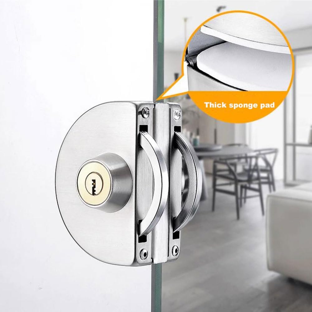 Cerradura For Puerta De Vidrio, Cerradura For Gabinete De Vidrio Sin Orificios For Puerta Simple Y Doble, con 3 Llaves, Adecuada For Vidrio De 8 A 14 Mm De Espesor(J)
