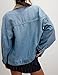 Lumister Women's Oversized Denim Jacket with Contrast Trim Long Sleeve Button Down Jean Coat with Pockets Outerwear