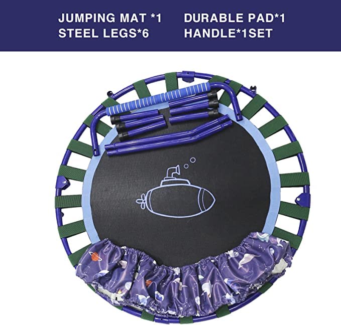 KinderTrampolin Trampolin Kinder Indoor Outdoor Faltbare Übung Fitness Trampolin mit Handlauf Schutzhülle süßes Muster… – Bild 4