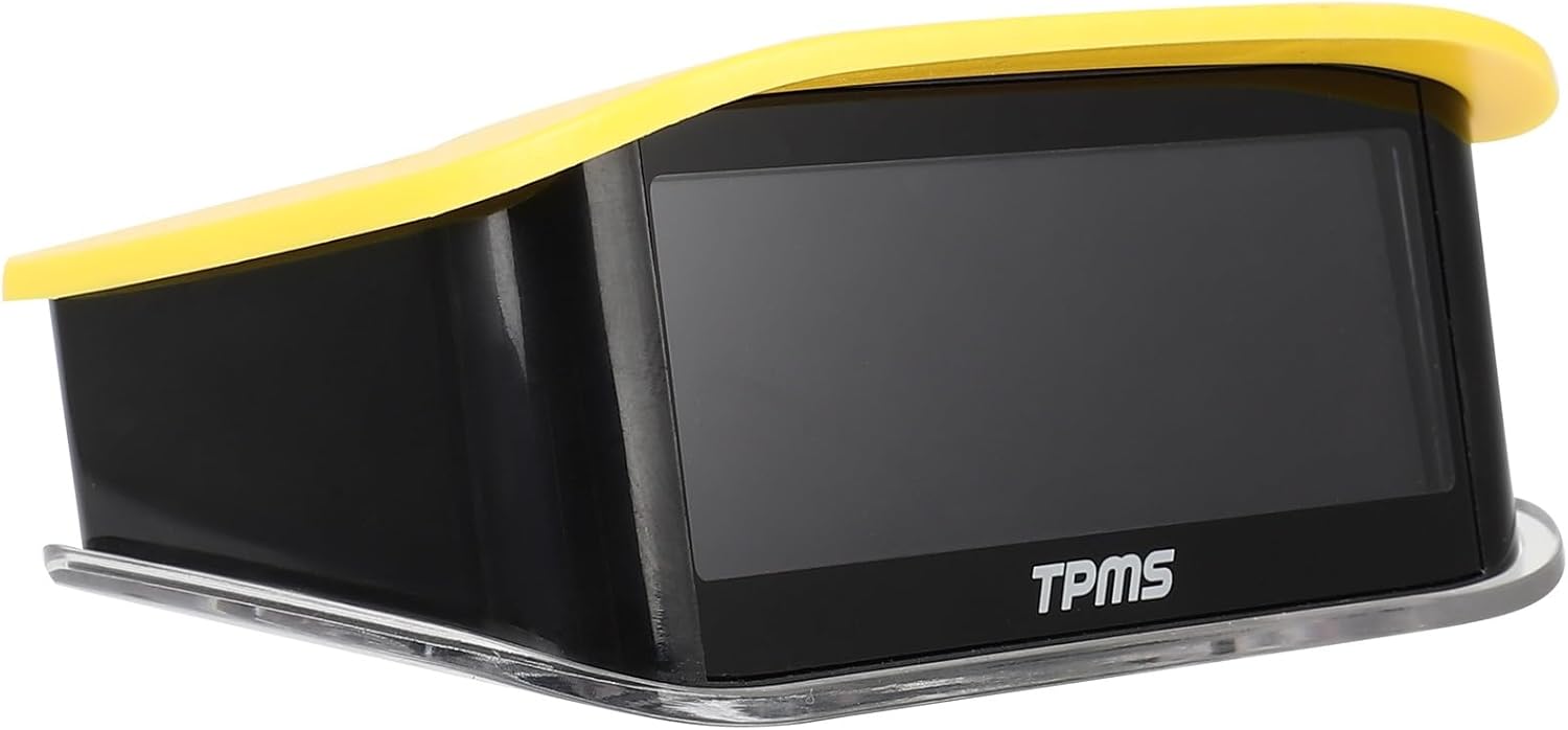cciyu Tire Pressure Monitoring System, Tire Pressure Monitor System with 4 Sensors & 5 Alarm Modes, TPMS with Color LCD Display & Solar Charge, 0-198PSI (Yellow)
