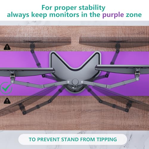 Image of WALI Free Standing Dual Monitor Stand up to 27 Inch, MF002, Black | Monitor Arm for 2 Monitors up to 10 kg Each, Adjustable with Swivel Tilt Rotation, Ergonomic, Space Saving, VESA 75 /100mm