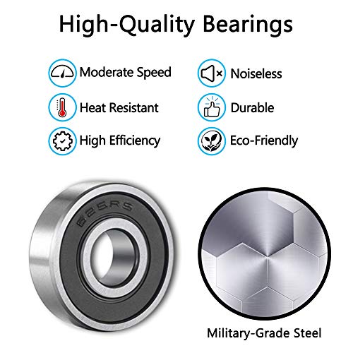 Image of 625-2RS Ball Bearings (12Pcs-Set)- Bearing Steel and Double Rubber Sealed Miniature Deep Groove Ball Bearings for VORON Mobius 2 /3 3D Printer (5 x 16 x 5mm)