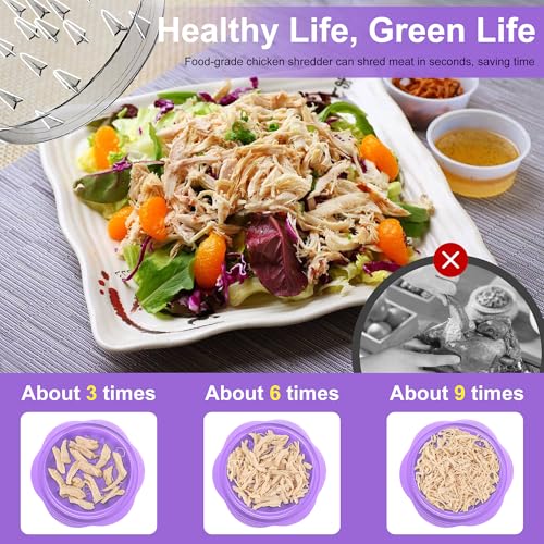 Image of SURETIVIAN Chicken Shredder Tool Twist Large Chicken Breast Shredder with Brush&Fork, Visible Meat Shredder Machine, Anti-Slip Strip, Ergonomic Handle, BPA Free, Suitable for Pork Beef Chicken(Purple)